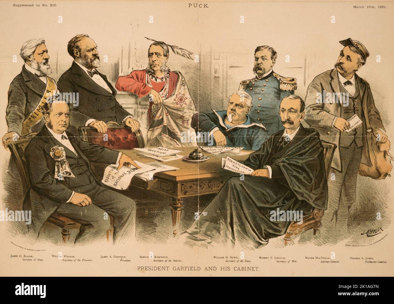 Präsident Garfield und seinem Kabinett Stockfoto