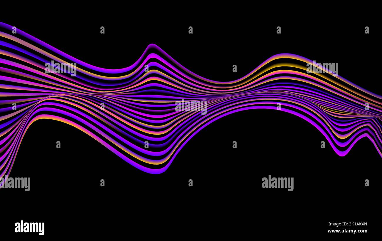 Abstrakte Neonfarbe optische Wellenlinien Kunst Muster Design-Elemente auf schwarzem Hintergrund. Vektorgrafik Stock Vektor