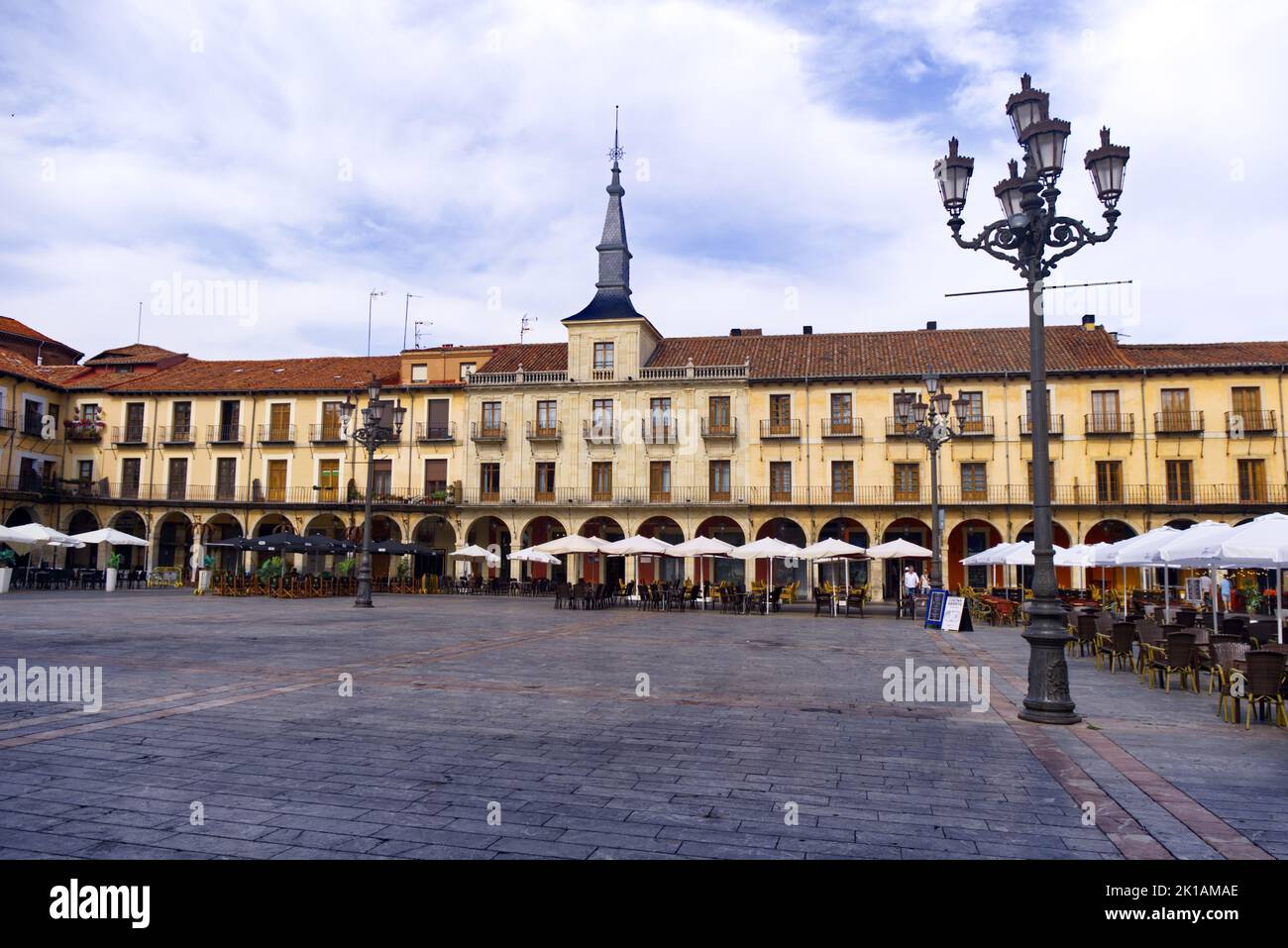 León, Spanien - Plaza Mayor Stockfoto