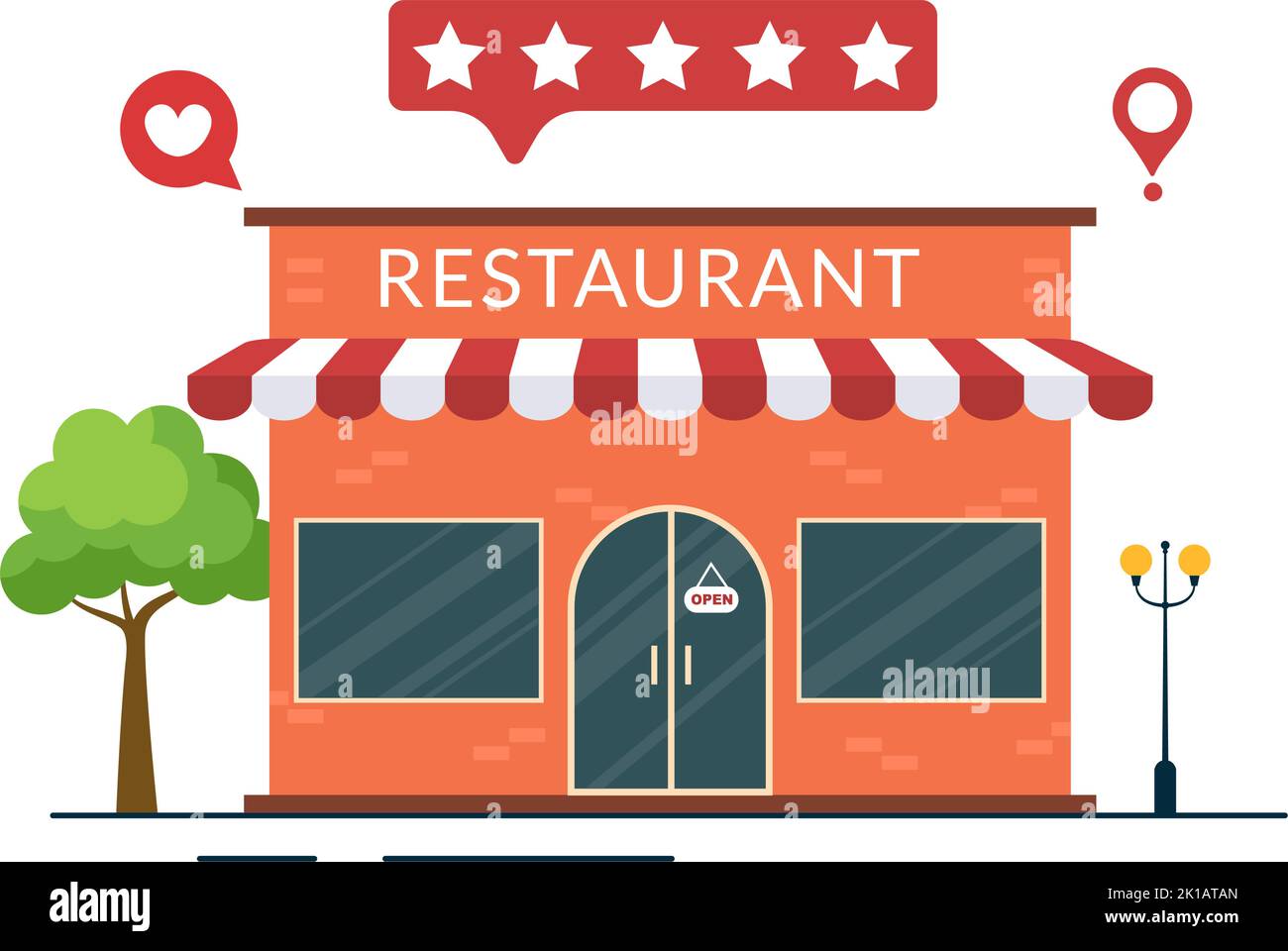 Vorlage zur Bewertung der Restaurantbewertung Handgezeichnete Cartoon-Grafik mit flacher Illustration mit Kundenfeedback, Bewertungsstern, Expertenmeinung und Online-Umfrage Stock Vektor