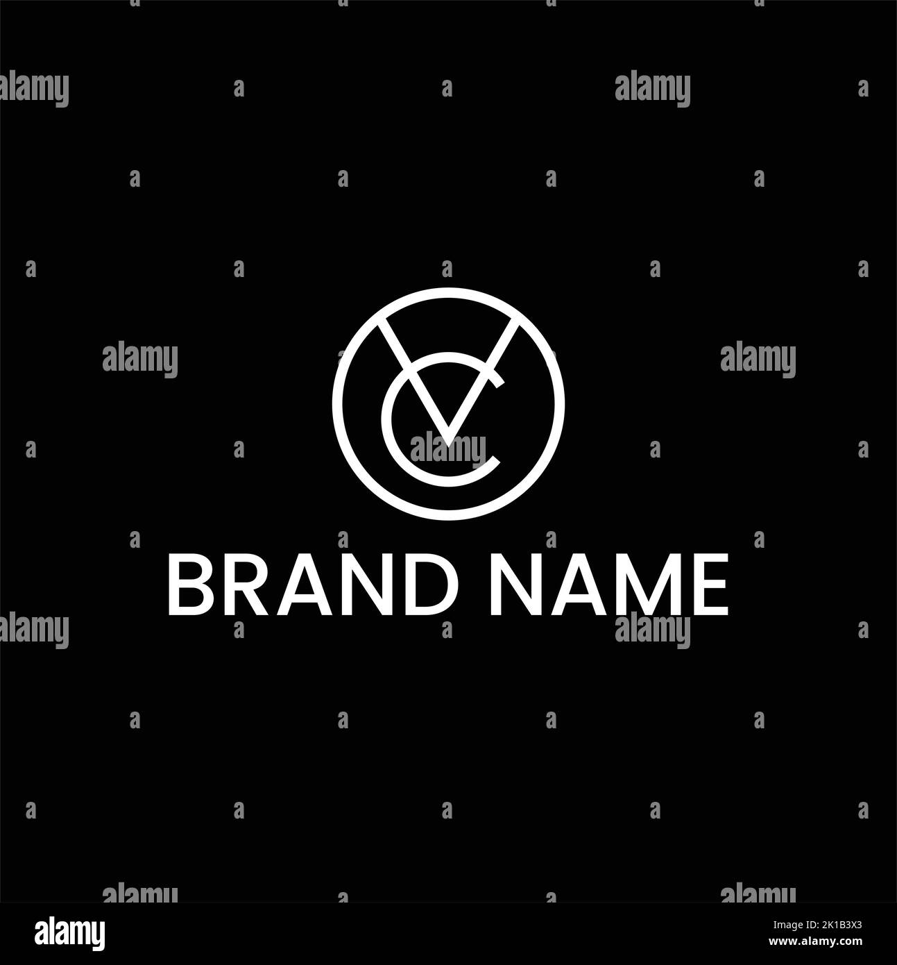 Ein minimalistisches Logo-Design auf schwarzem Hintergrund Stock Vektor