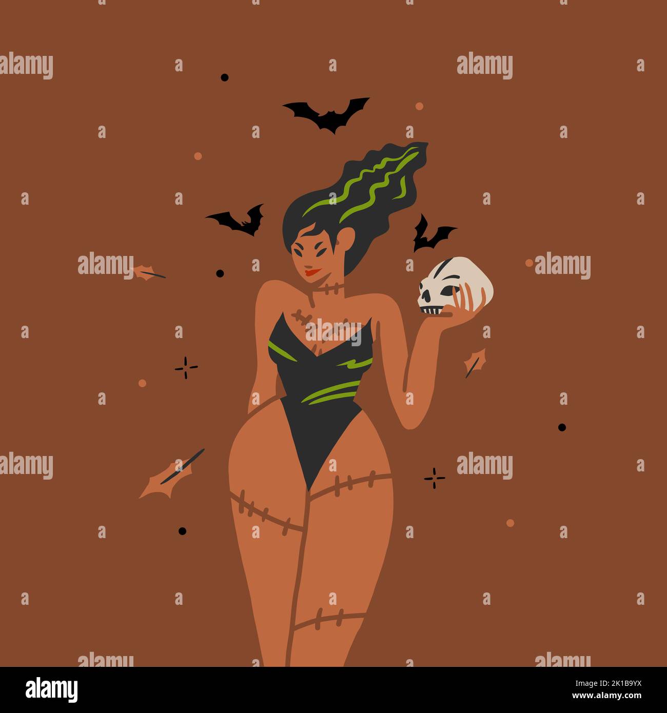 Handgezeichnete abstrakte Vektor Grafik Cliparts Illustrationen, Halloween Urlaub Kostüm Party Erwachsene Menschen Charaktere Sammlung Set.Gruseliges Halloween Stock Vektor