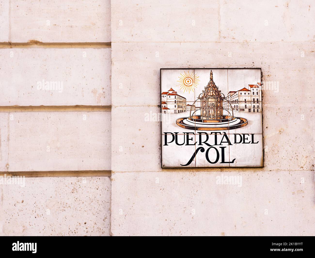 Straßenschild am Plaza del Sol in Madrid Stockfoto