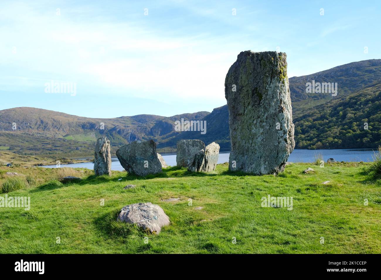 Uragh Stone Circle, Gleninchaquin Park, County Kerry, Irland - John Gollop Stockfoto