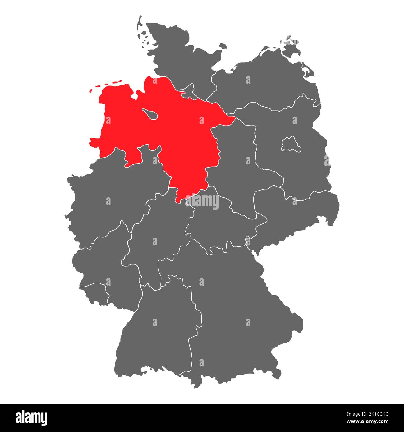 Deutschland Karte Symbol von Niedersachsen, Geographie leer Konzept, isolierte Grafik Hintergrund Vektor-Illustration . Stock Vektor