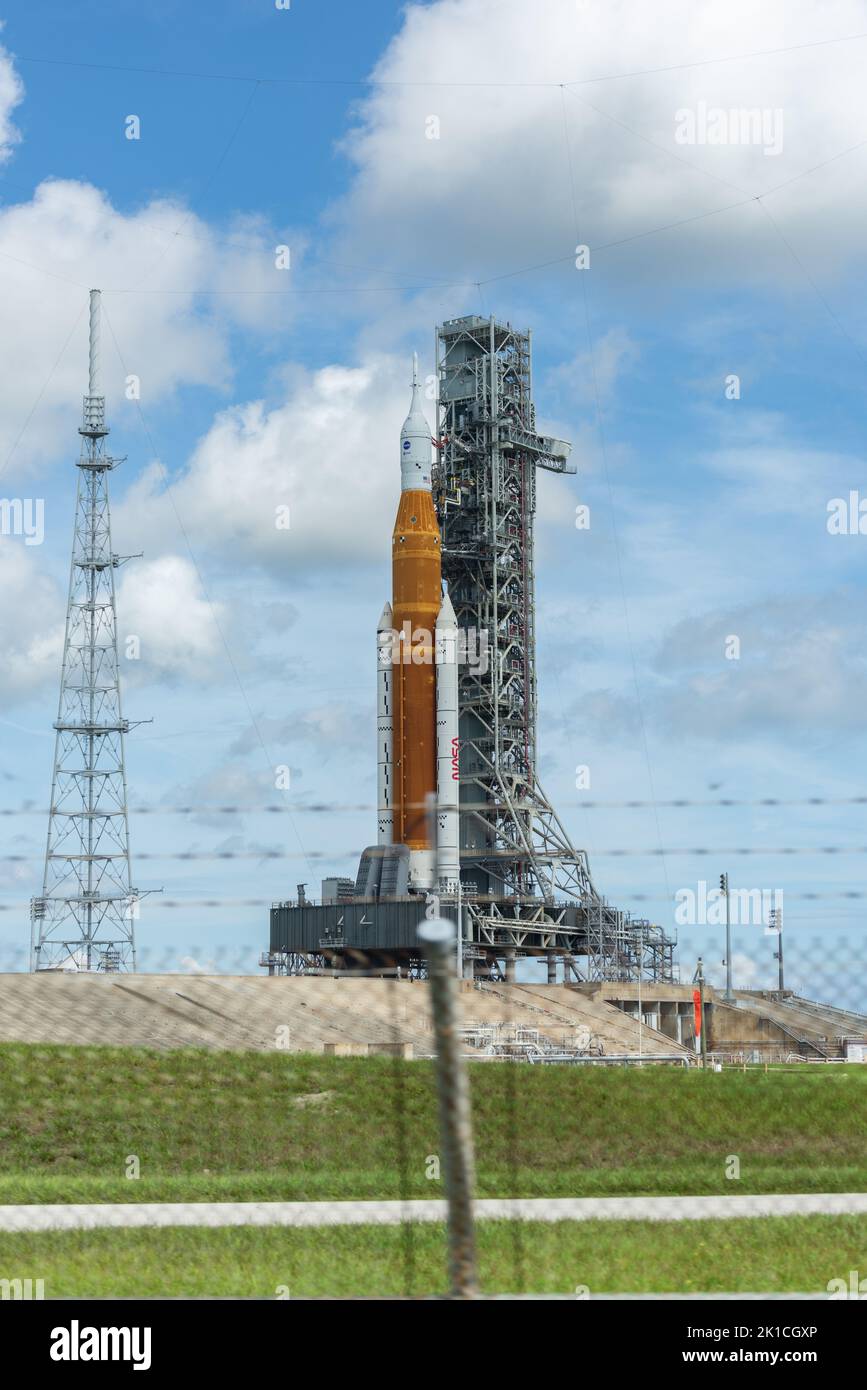 NASA Space Launch System auf der LC-39B Stockfoto