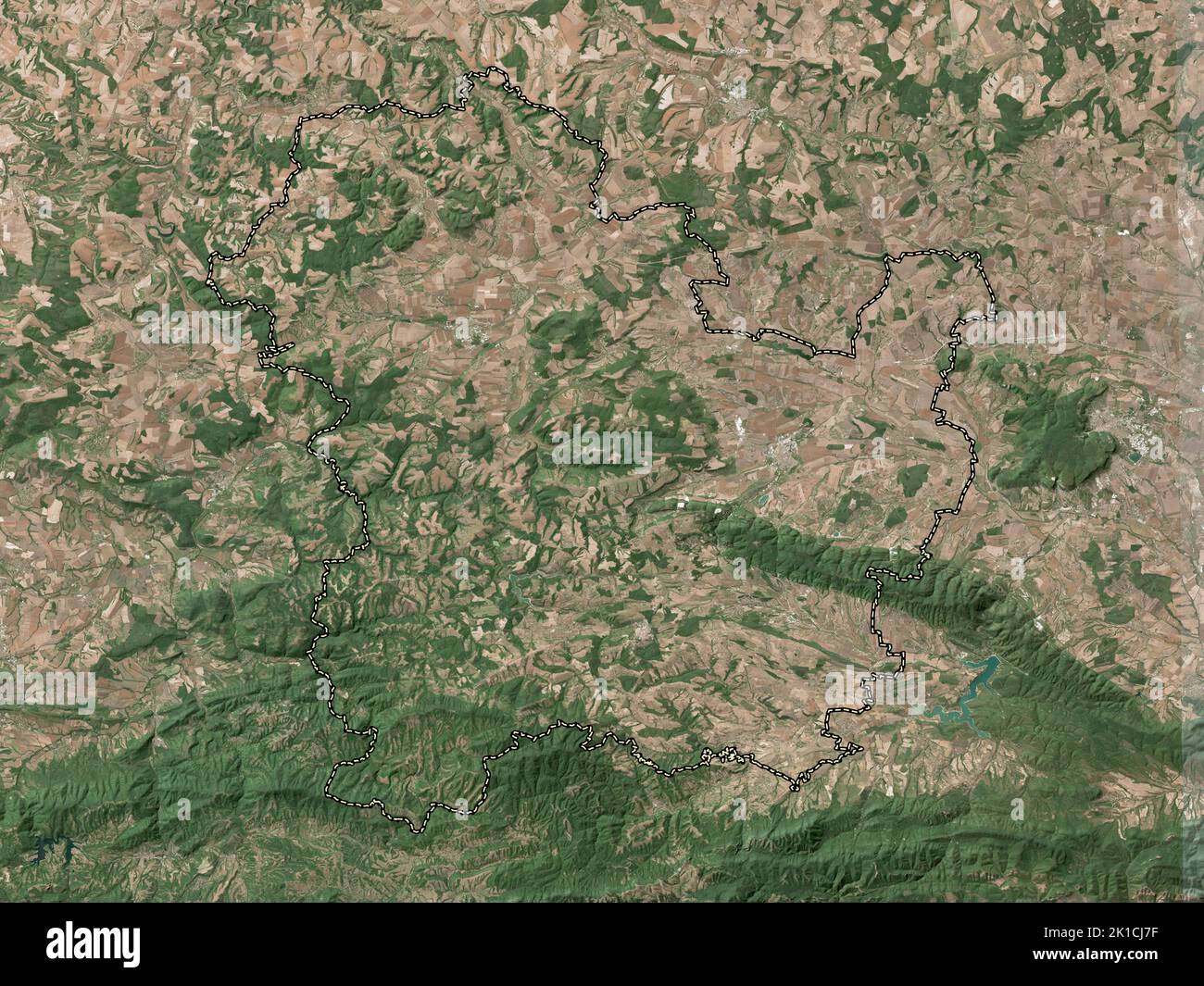 Targovishte, Provinz Bulgarien. Hochauflösende Satellitenkarte Stockfoto