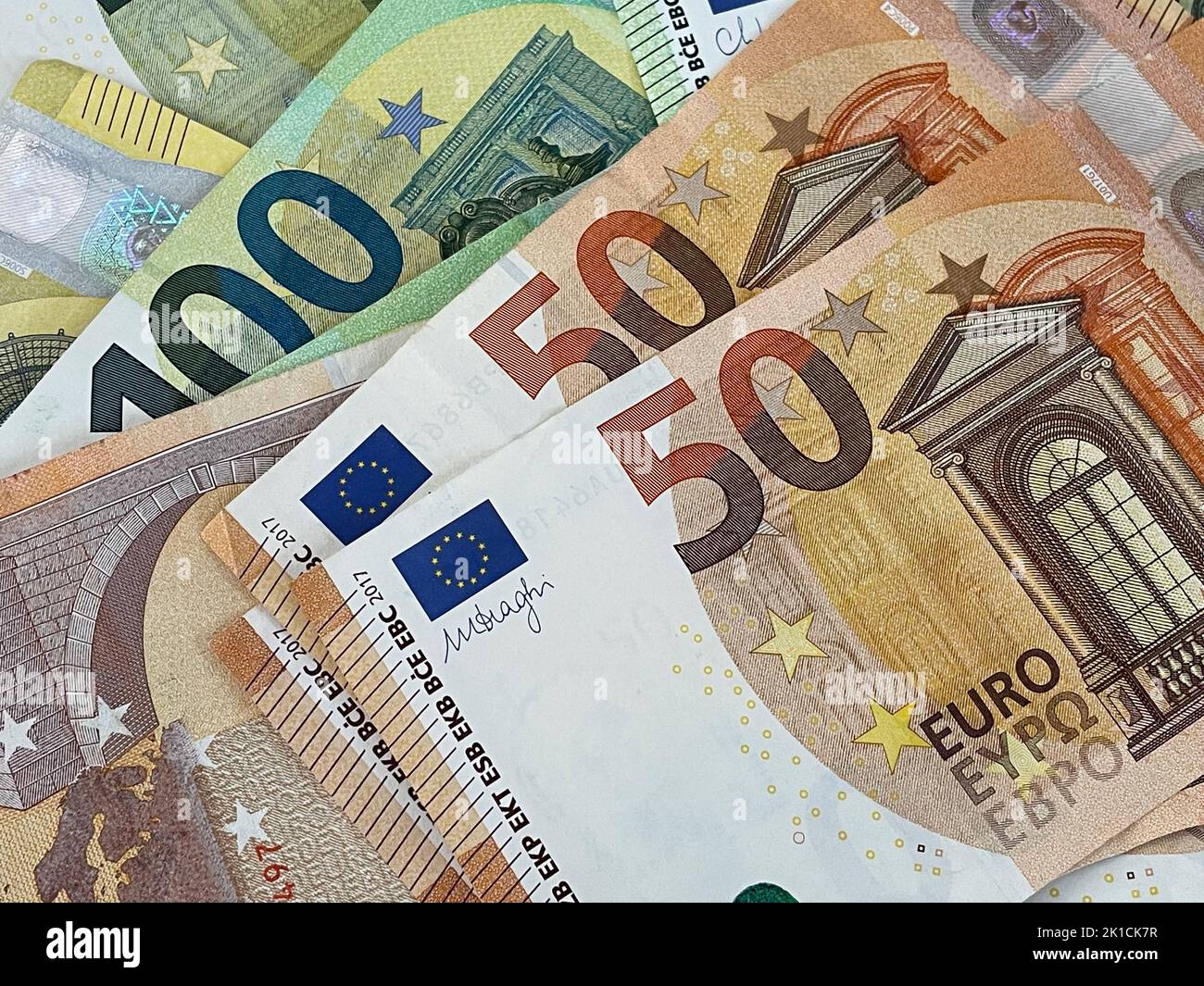 Euro-Geldscheine. Euro-Bargeld Stockfoto
