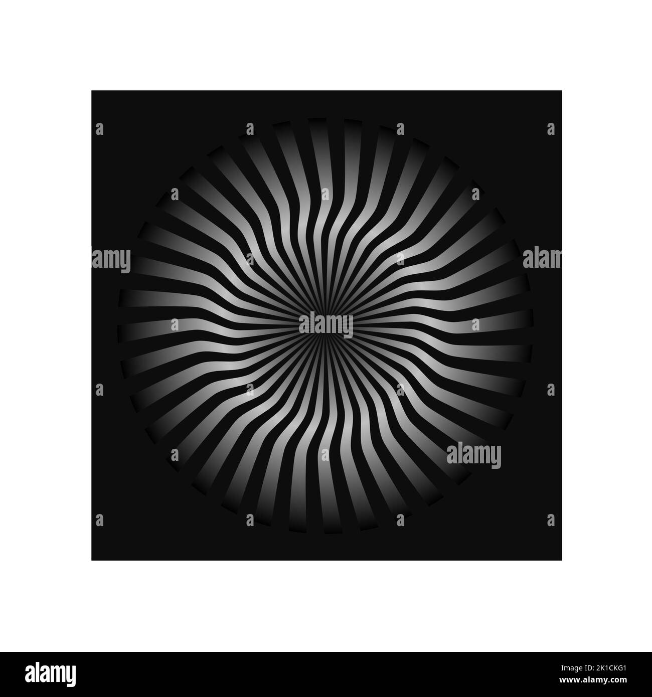 Geometrisches Illusionsdesign in Schwarz und Weiß Stockfoto