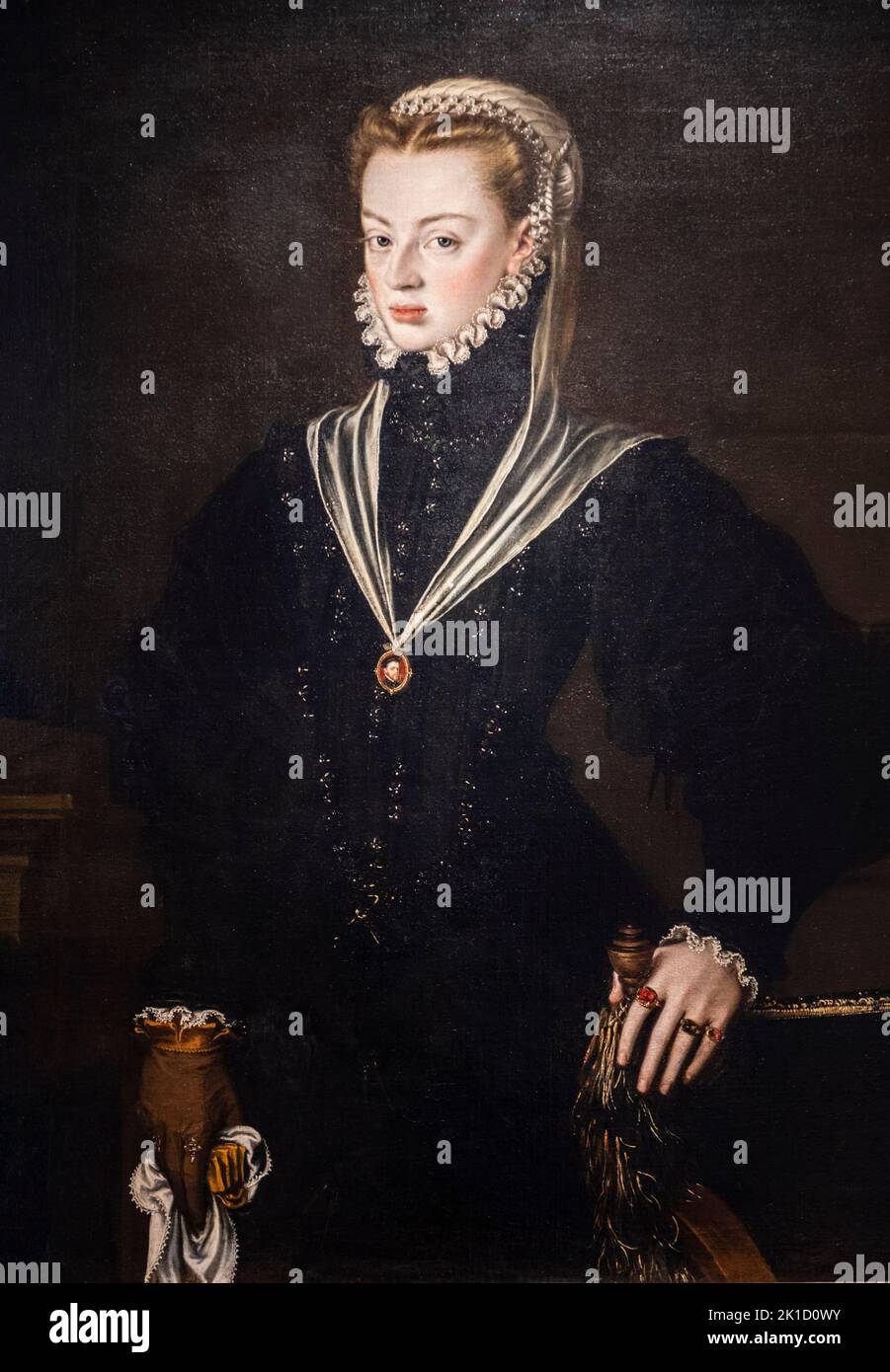 Alonso Sánchez Coello, Porträt von Juana von Österreich, Prinzessin von Portugal, Museo de Bellas Artes, Bilbao, Spanien. Stockfoto