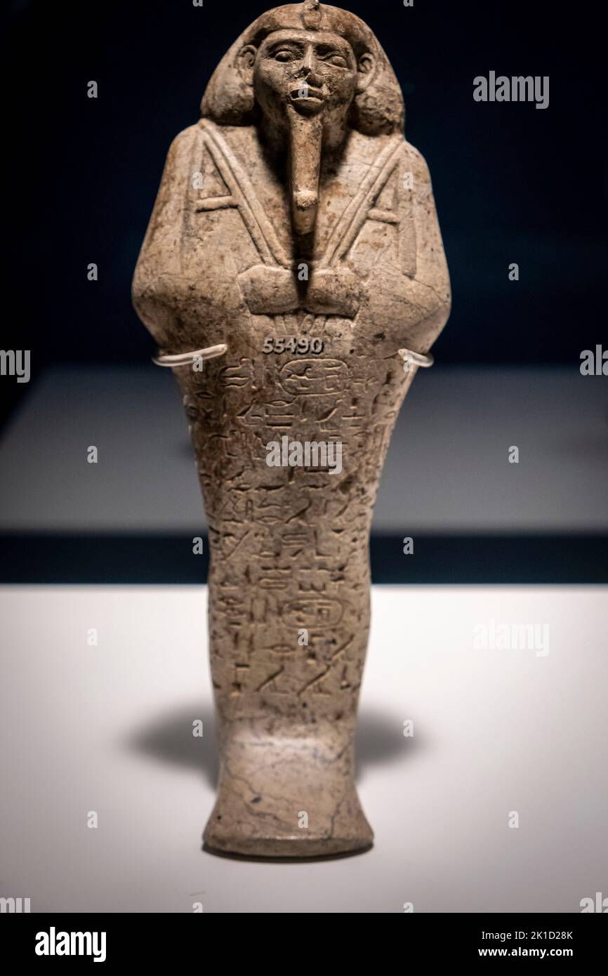 Ushebti des pharao Taharqa, Serpentin, 25. Dynastie, 690-664 v. Chr., Grab von Taharqa, Nuri, Sudan, Sammlung des British Museum. Stockfoto