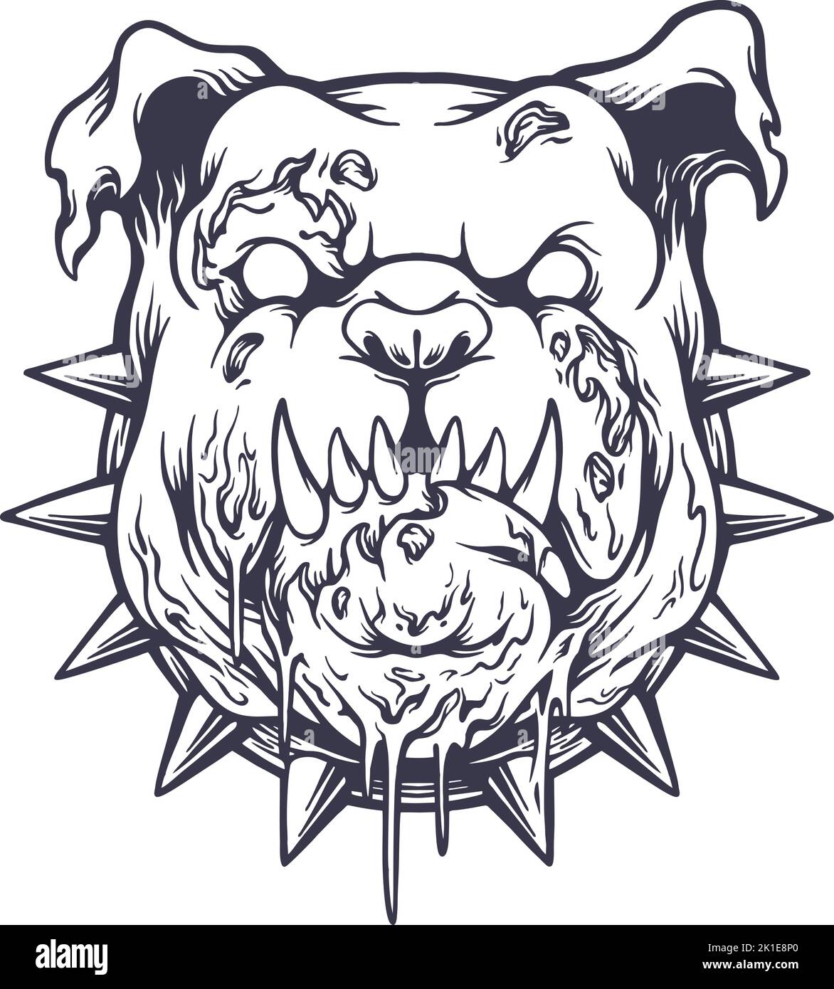 Angry vintage Bulldog Kopf Silhouette Illustration Vektor Illustrationen für Ihre Arbeit Logo, Merchandise T-Shirt, Aufkleber und Label-Designs, Poster Stock Vektor