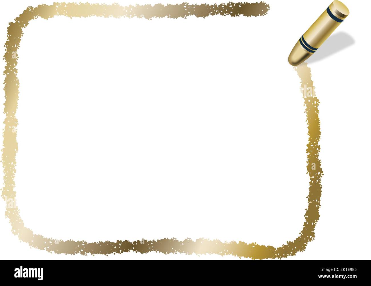 Handgezeichneter Vektor Gold Rechteck Crayon Textur Rahmen isoliert auf Weißem Hintergrund. Stock Vektor