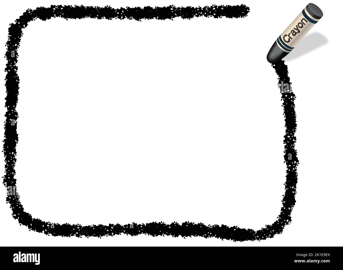 Handgezeichneter Vektor Schwarzes Rechteck Crayon Texture Frame isoliert auf Weißem Hintergrund. Stock Vektor