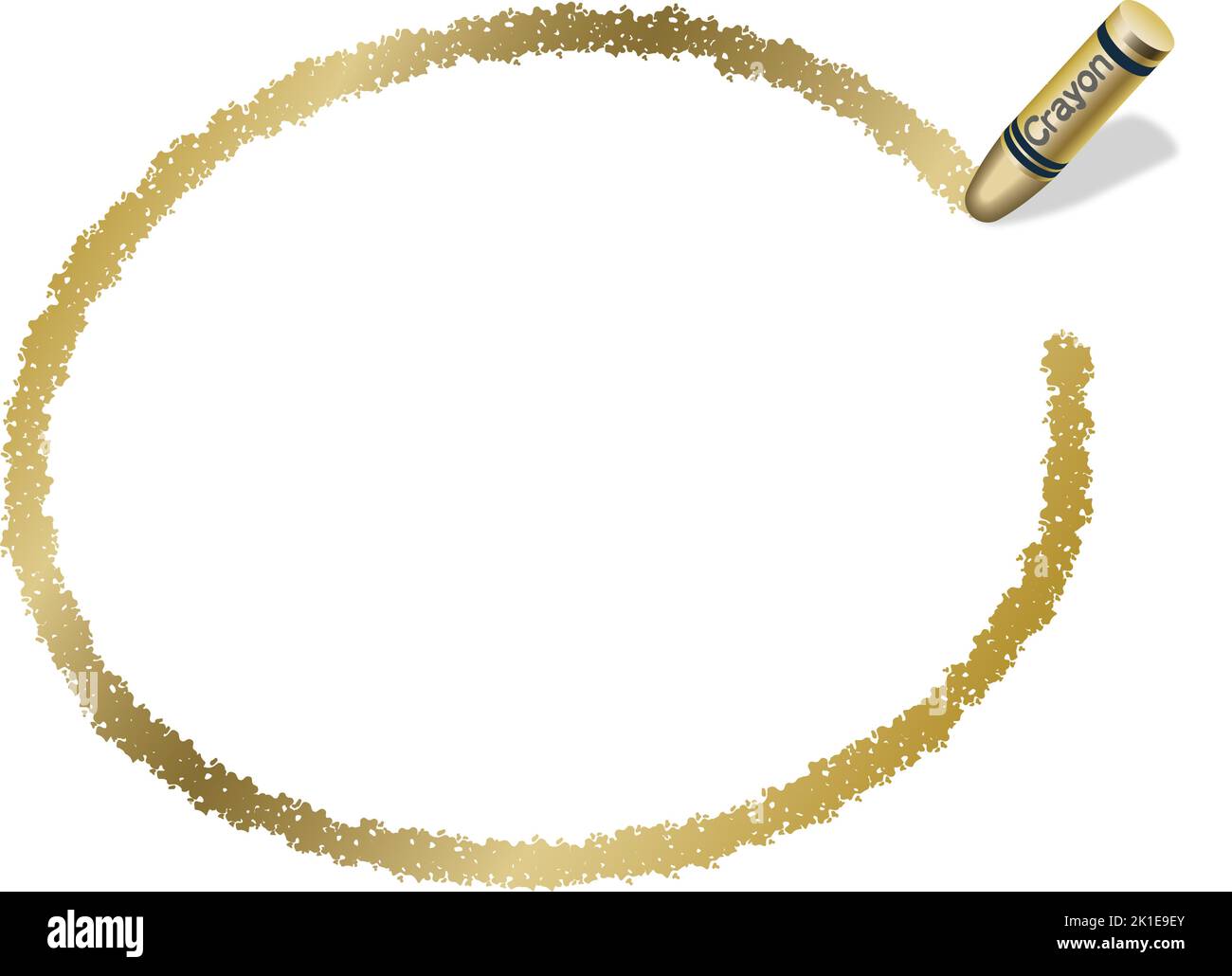 Vektor handgezeichneter Gold Oval Crayon Textur Rahmen isoliert auf Einem weißen Hintergrund. Stock Vektor