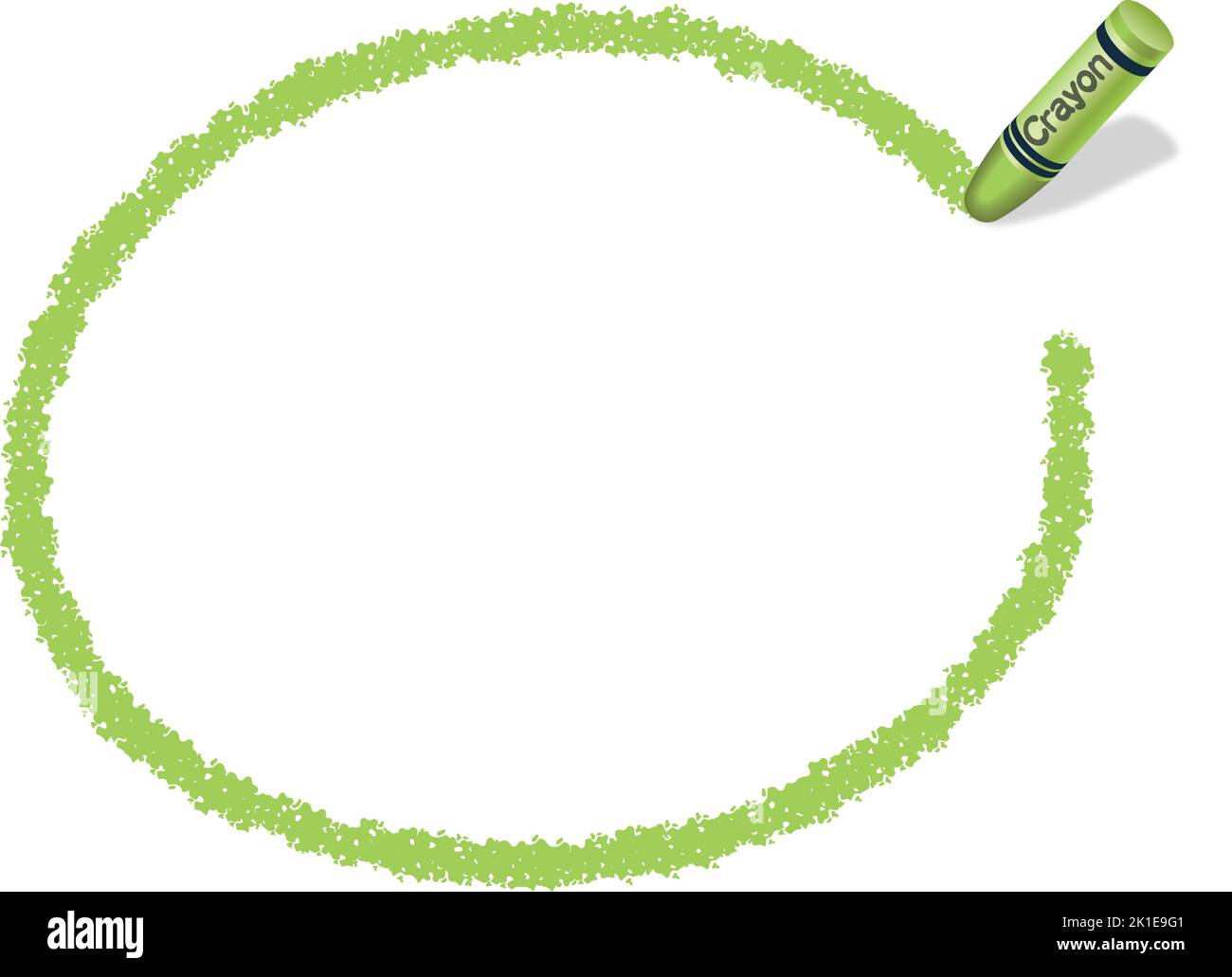 Vektor handgezeichneter grüner ovaler Crayon-Texturrahmen isoliert auf Weißem Hintergrund. Stock Vektor