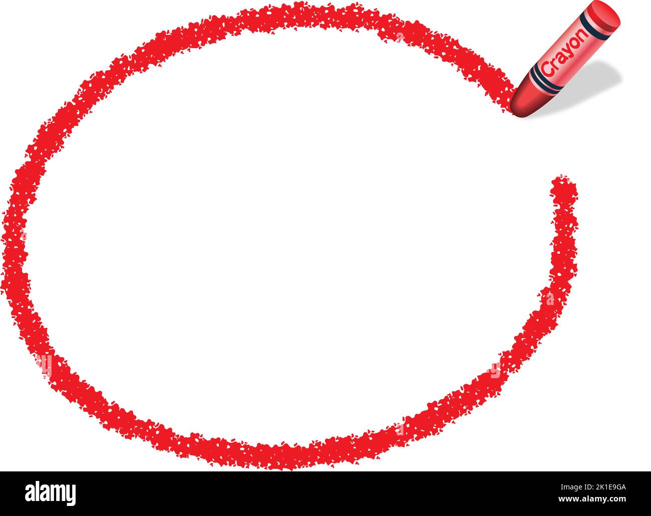Vektor handgezeichneter roter ovaler Crayon-Texturrahmen isoliert auf Weißem Hintergrund. Stock Vektor