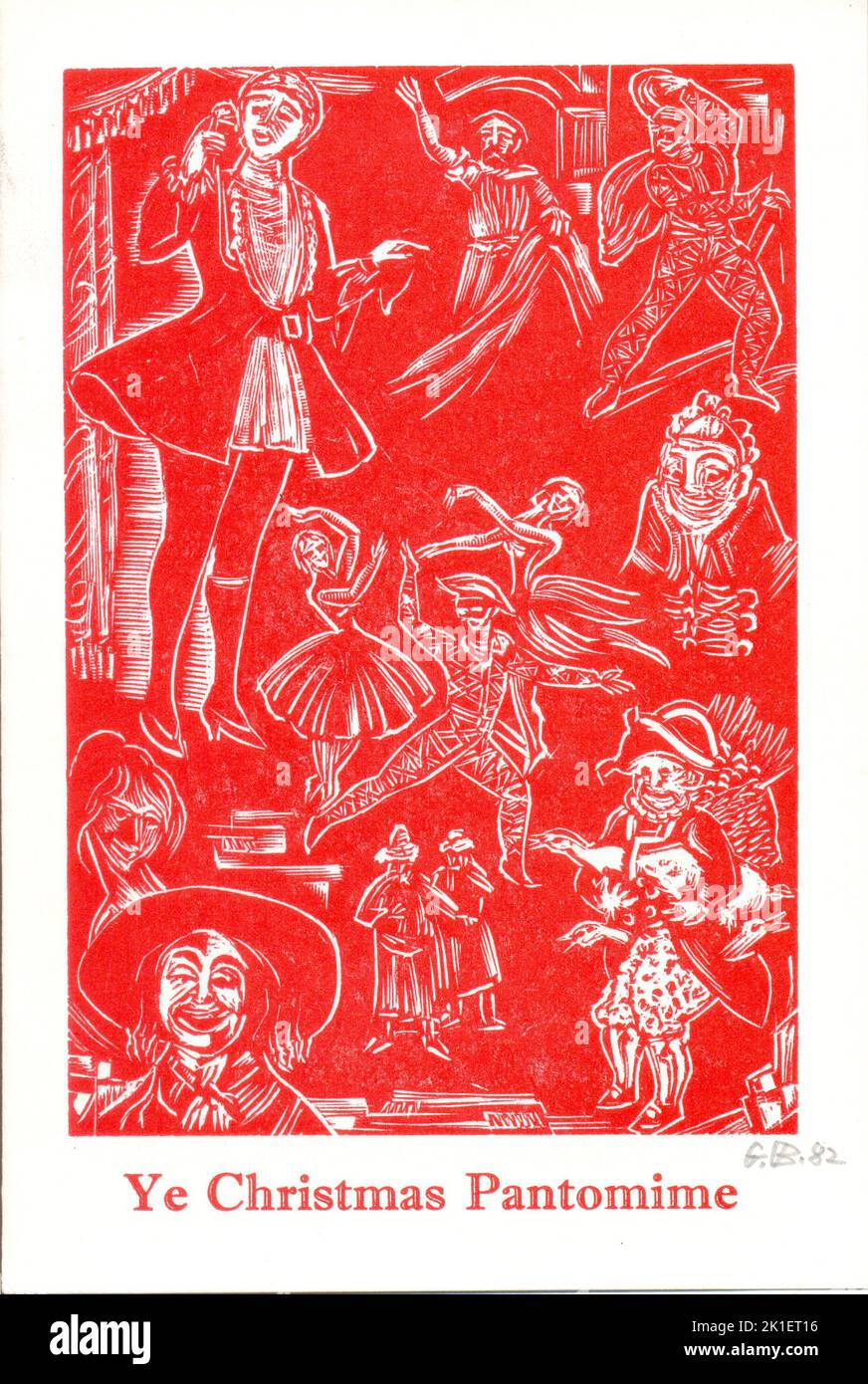 Holzstich für persönliche Weihnachtskarte des ungarischen Künstlers George Buday 1942 Stockfoto