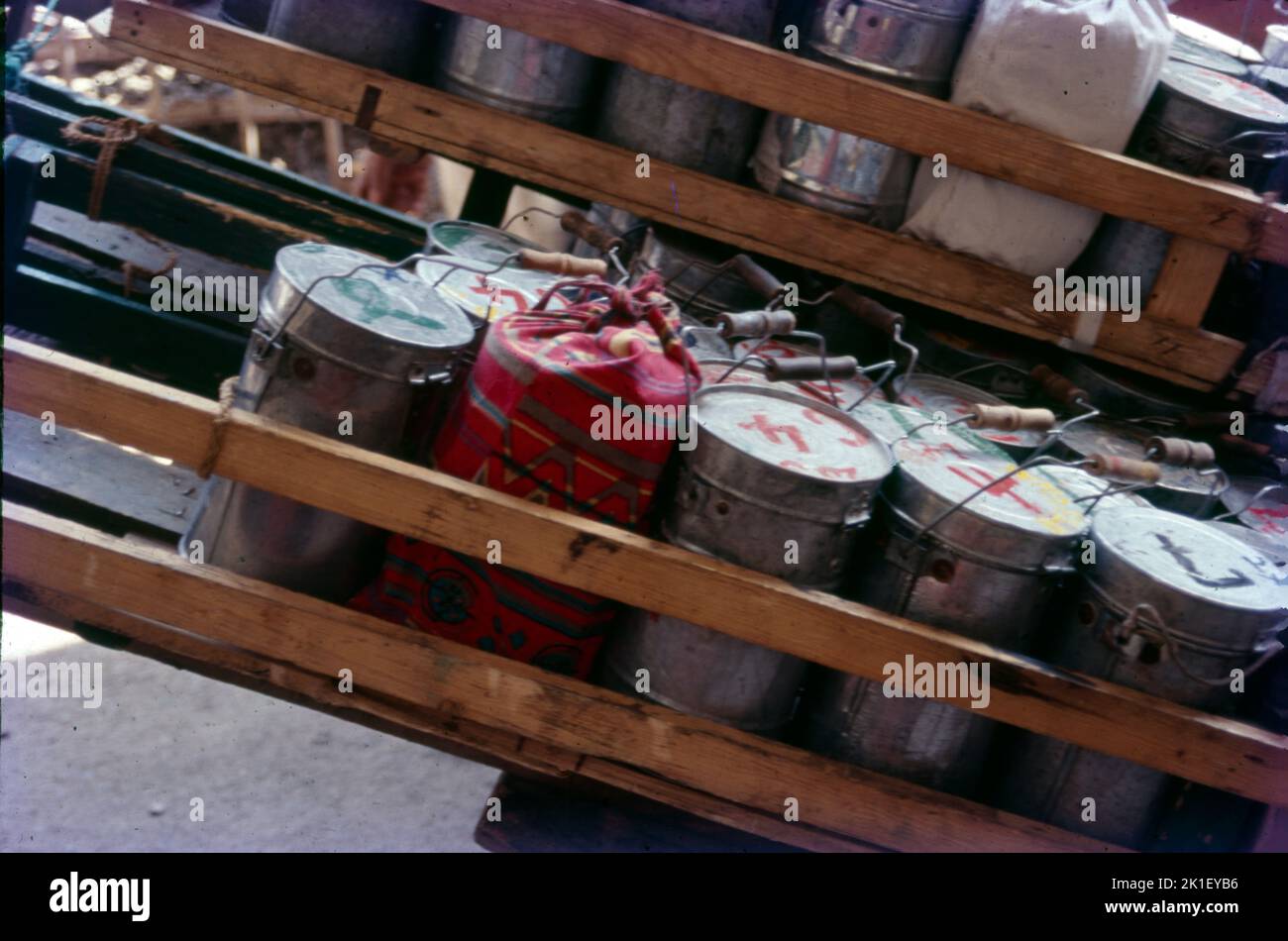 Dabba's aus Dabbawala, Mumbai Stockfoto