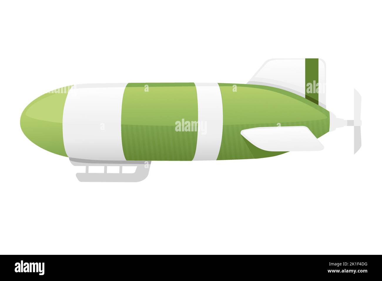 Kommerzielle Luftschiff grüne Farbe starre Luftschiff Vektor-Illustration isoliert auf weißem Hintergrund Stock Vektor