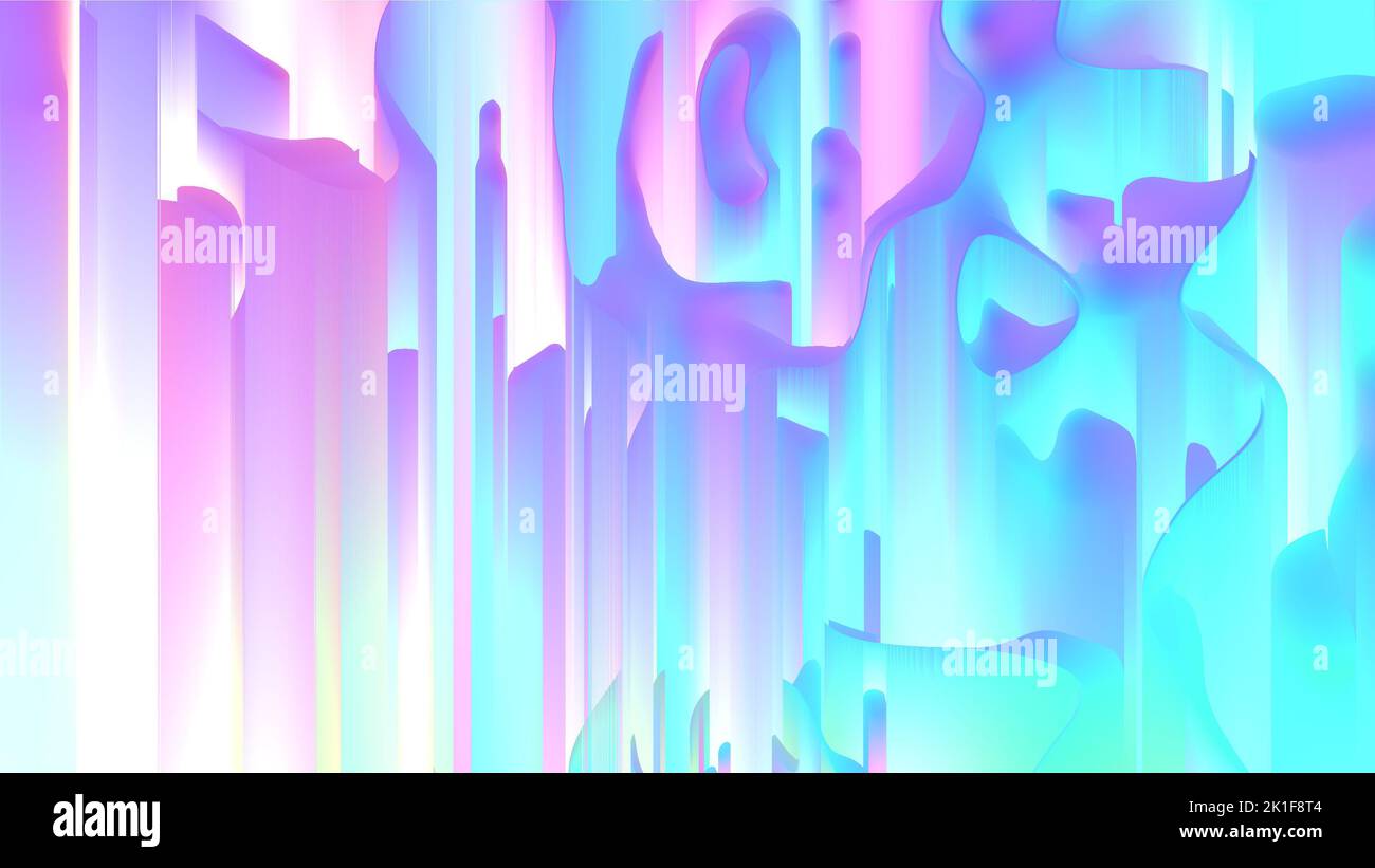 Abstrakte Illustration in holografischer Farbe und Pixel-Sortiereffekt, futuristische Tapete. Stockfoto