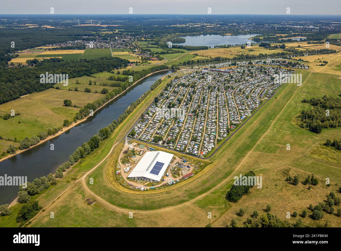 Luftaufnahme, Campingplatz Grav Insel am Rhein, Flürener Feld, Wesel ...