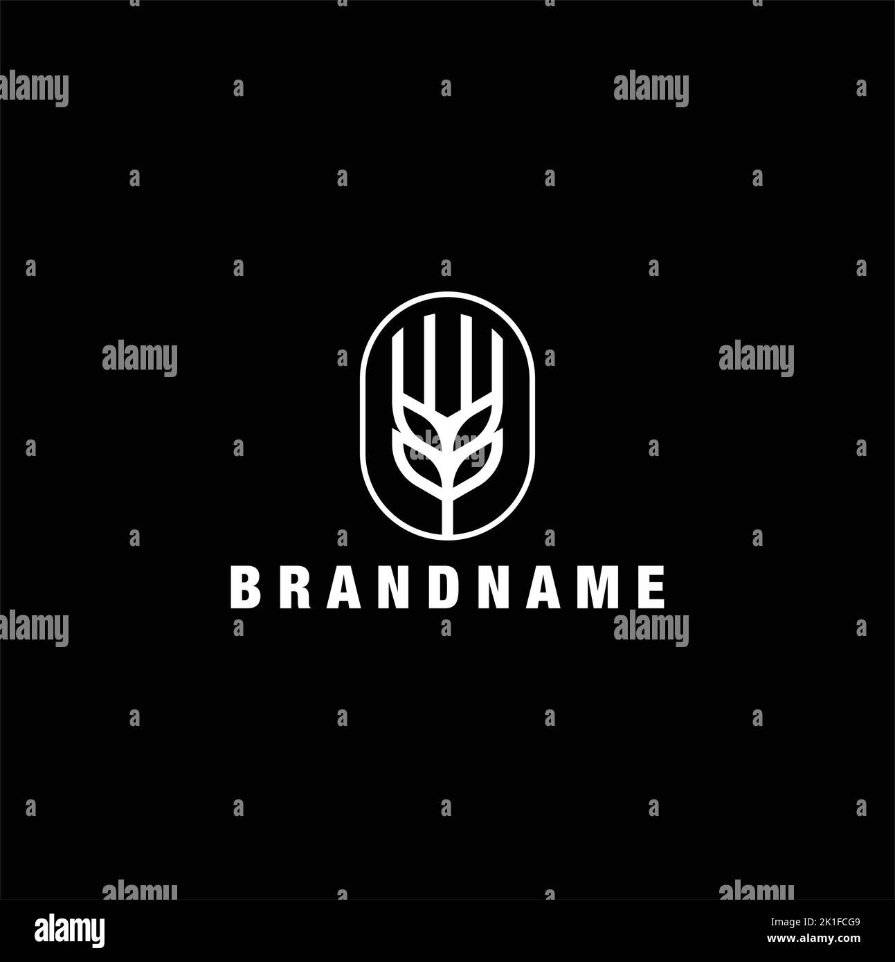 Ein Markenname mit Gabel Logo weißer Text isoliert auf schwarzem Hintergrund Stock Vektor