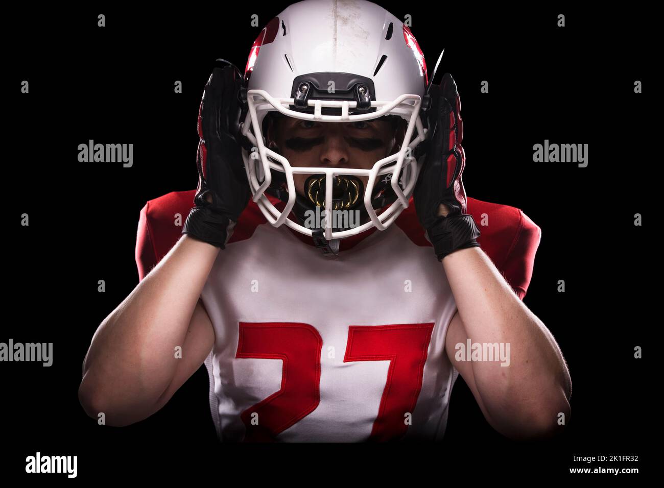 Mann in American Football-Spieler-Kit. Stockfoto