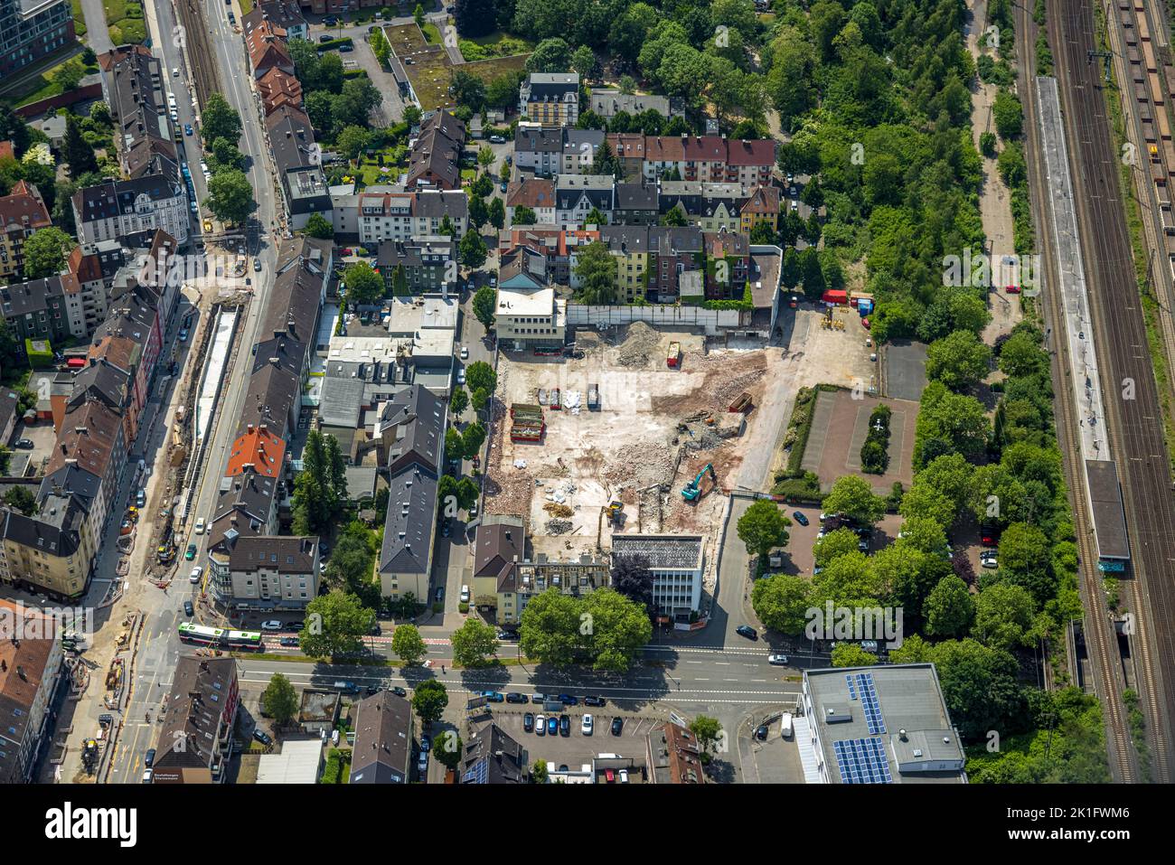 Luftaufnahme, Baustelle ehemalige Maschinenfabrik Mönninghoff, Bessemer Straße Ecke Ehrenfeldstraße, geplantes Wohn- und Geschäftsquartier, Stockfoto