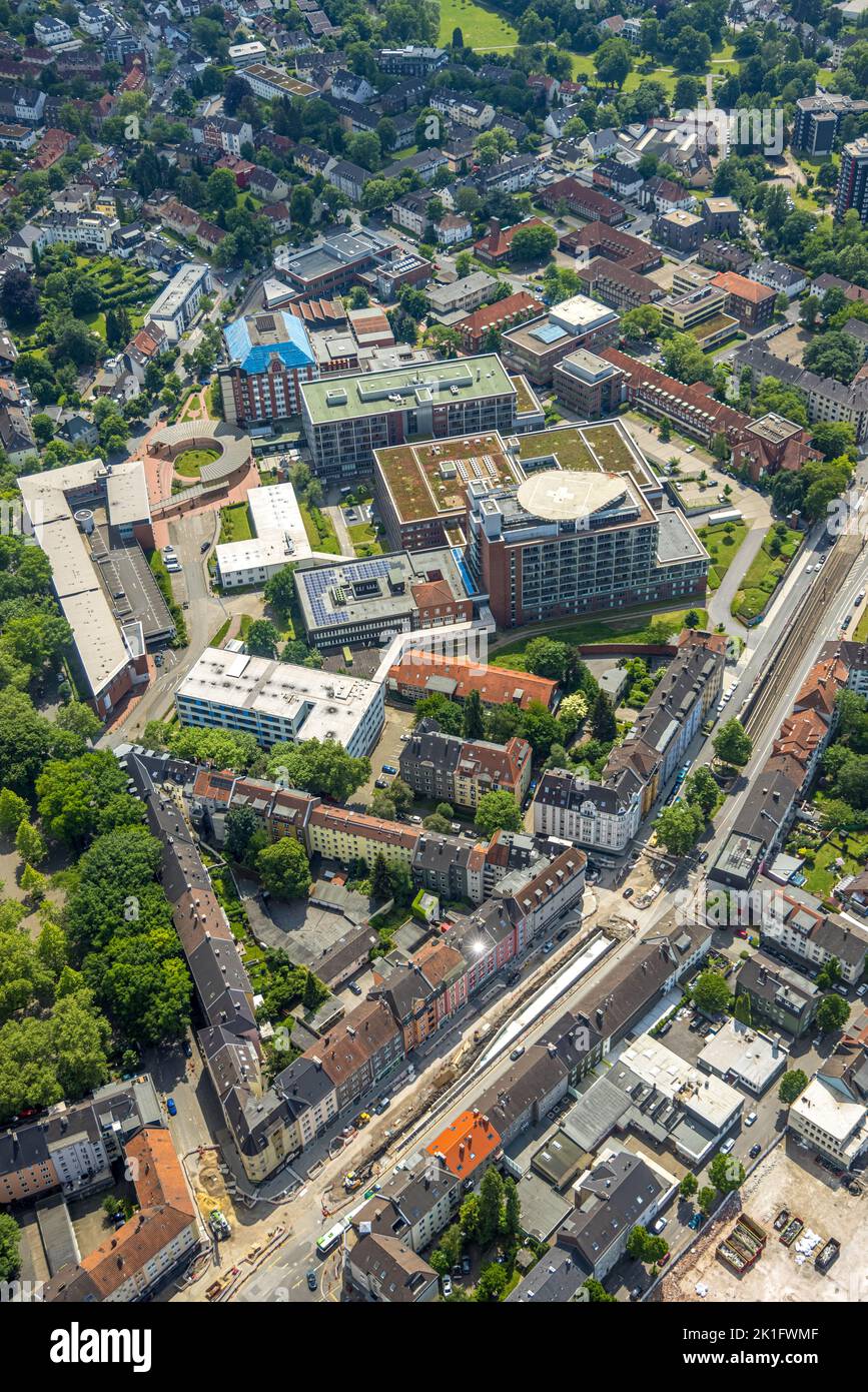 Luftaufnahme, Universitätsklinikum Bergmannsheil, Südliche Innenstadt, Bochum, Ruhrgebiet, Nordrhein-Westfalen, Deutschland, DE, Europa, Gesundheitswesen, Krankenhaus Stockfoto