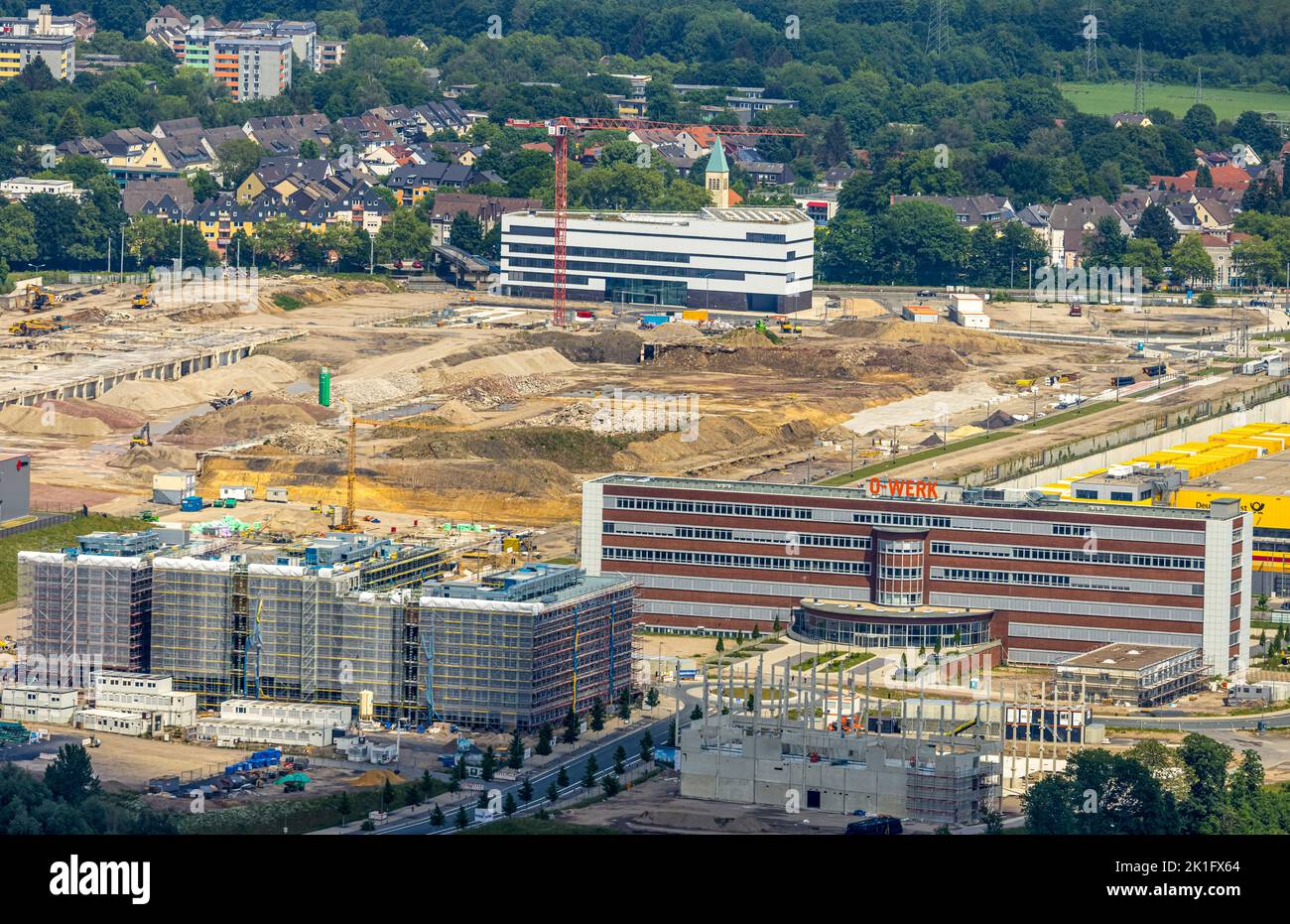 Luftaufnahme, Baustelle Mark 51/7, O-Werk, Laer, Bochum, Ruhrgebiet, Nordrhein-Westfalen, Deutschland, Bauarbeiten, Gebäudebereich, Gebäude Stockfoto