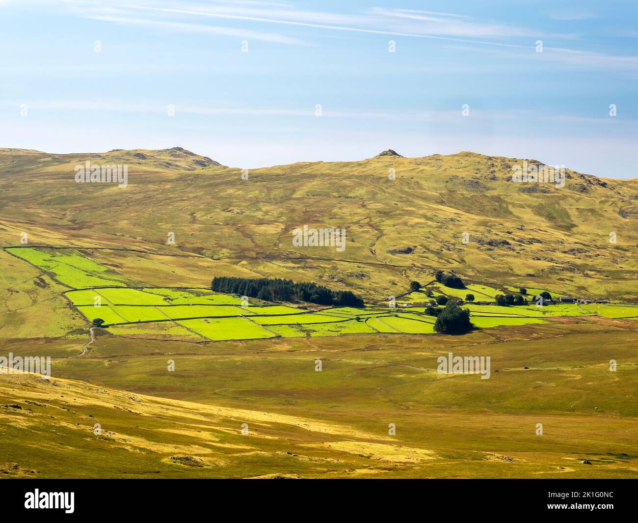 Blick auf Birker fiel von Green Crag, Lake District, Großbritannien. Stockfoto