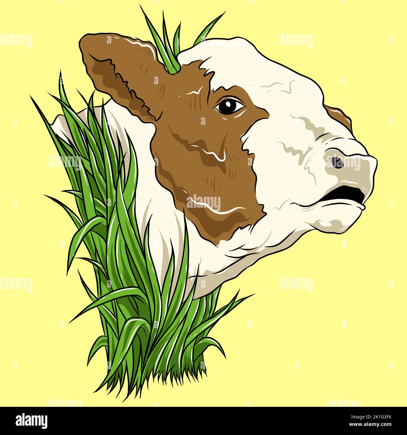 Kopf Kuh und Kalb Hand Zeichnung Skizze Gravur Illustration Stil Stockfoto