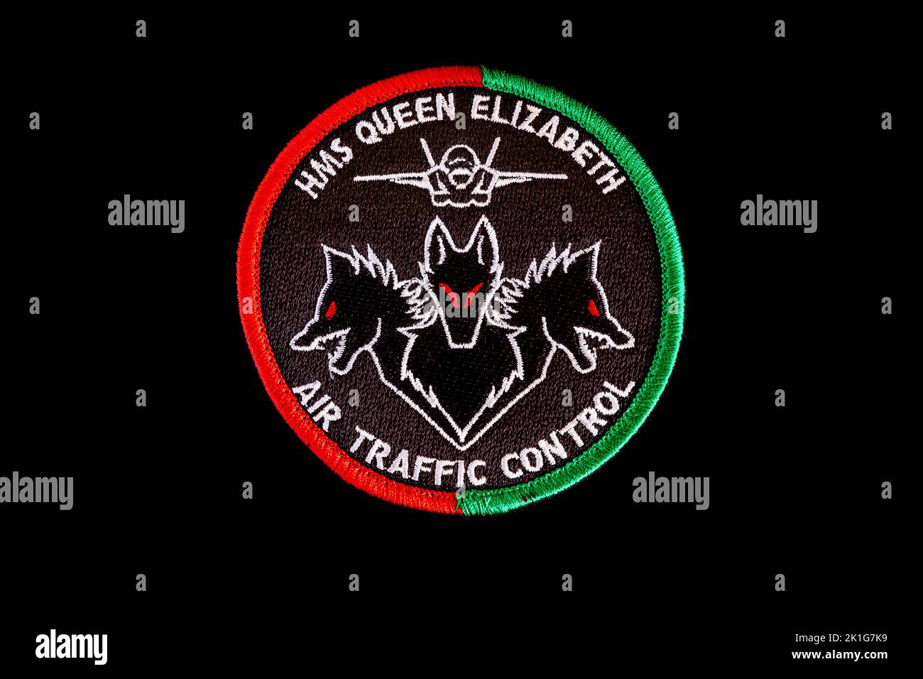HMS Queen Elizabeth Air Traffic Control Patch Stockfoto