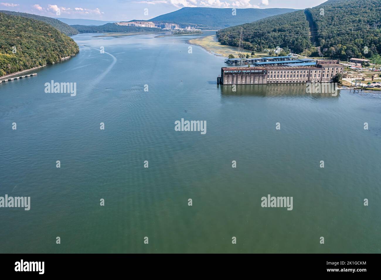 Das alte Hales Bar Dam Powerhouse in der Tennessee River Gorge in der Nähe von Chattanooga TN Stockfoto