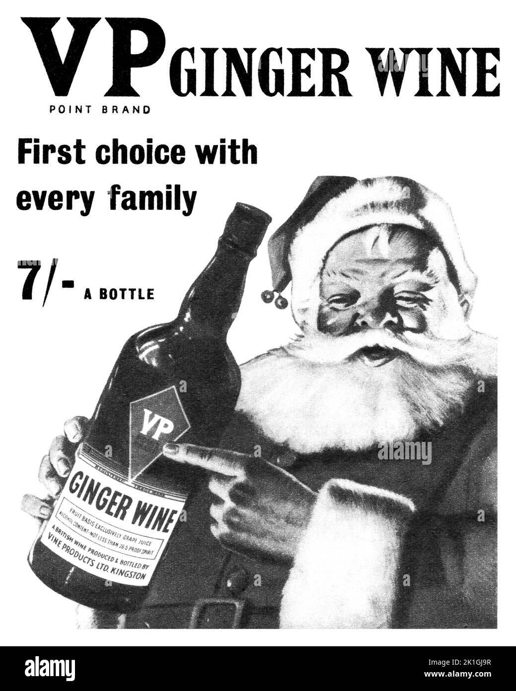 1949 Britische Weihnachtswerbung für VP Ginger Wine Stockfoto