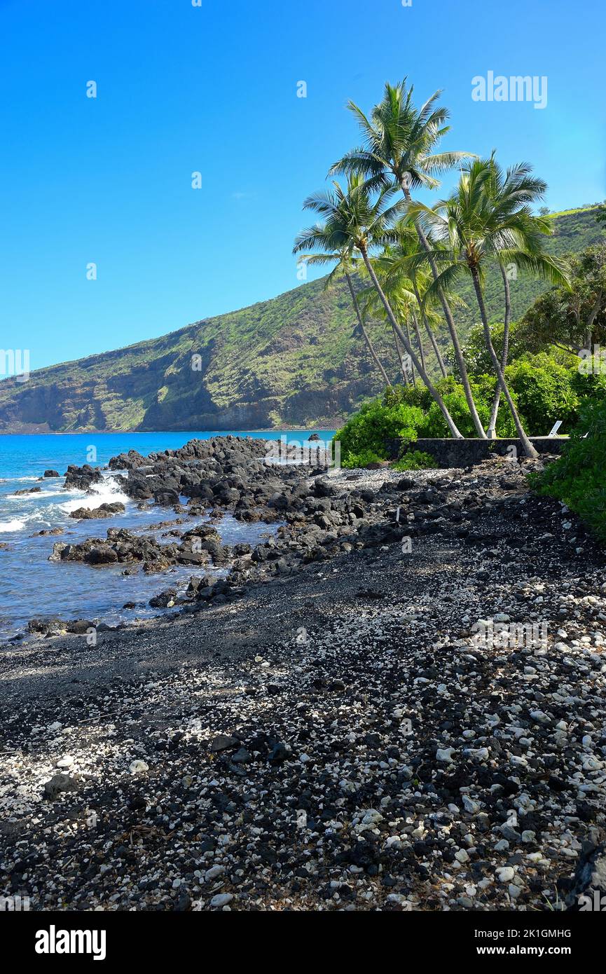 Malerische Eindrücke von der magischen Landschaft und Küste, Kealakekua Bay State Historical Park HI Stockfoto