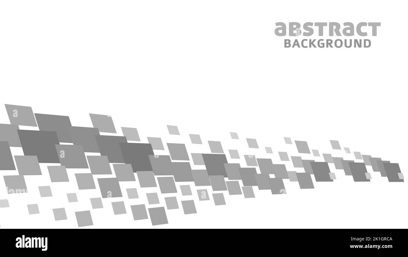 Einfache Abstraktion durch Graustufen-Streuquadrate auf weißem Hintergrund. Vektorgrafik Muster Stock Vektor