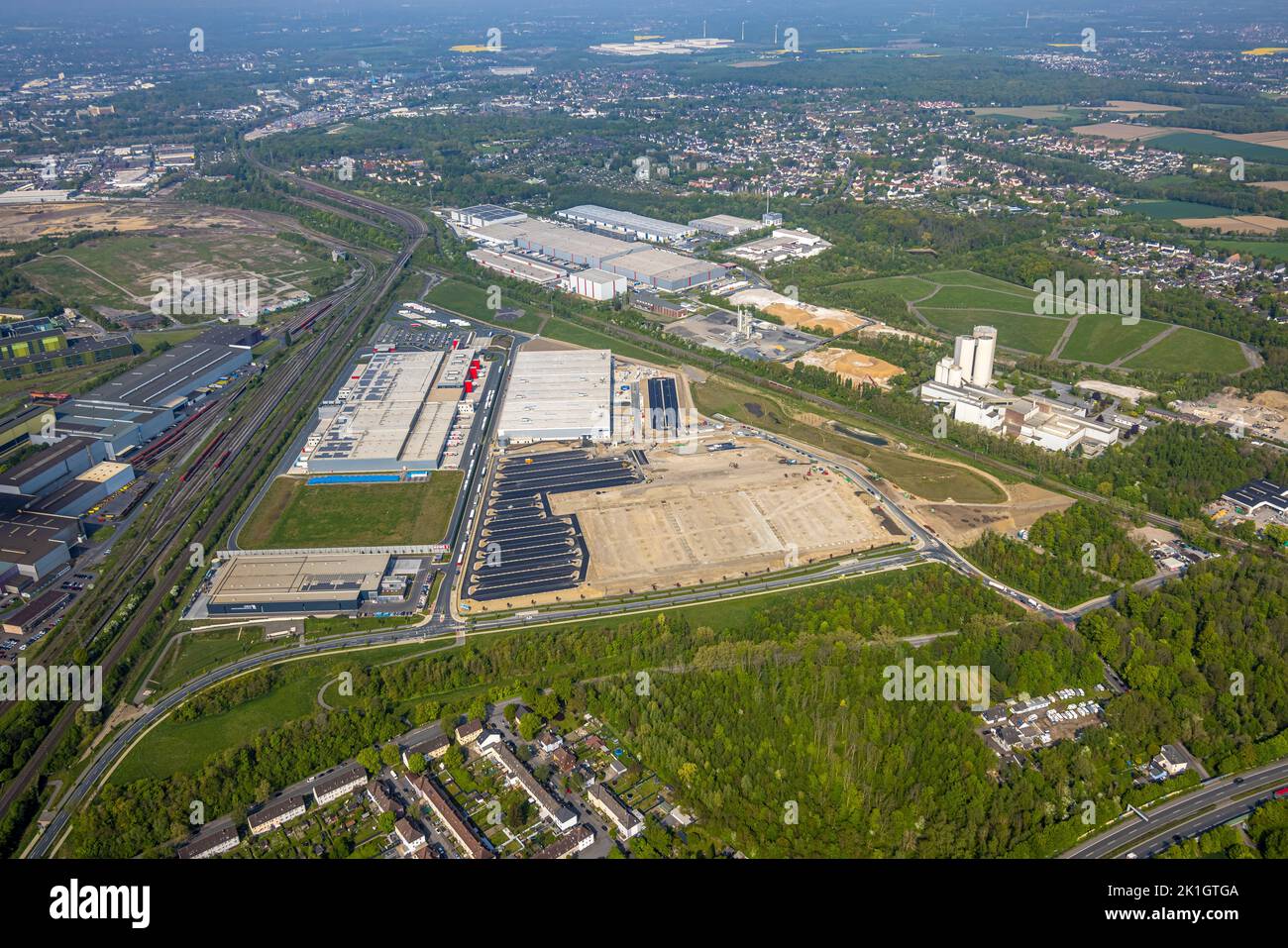 Luftaufnahme, Industriegebiet Westfalenhütte, Baustelle Prologis Park Dortmund DC2, Westfalenhütte, Walzwerkstraße Sinterstraße Kaiserstuhl Stockfoto