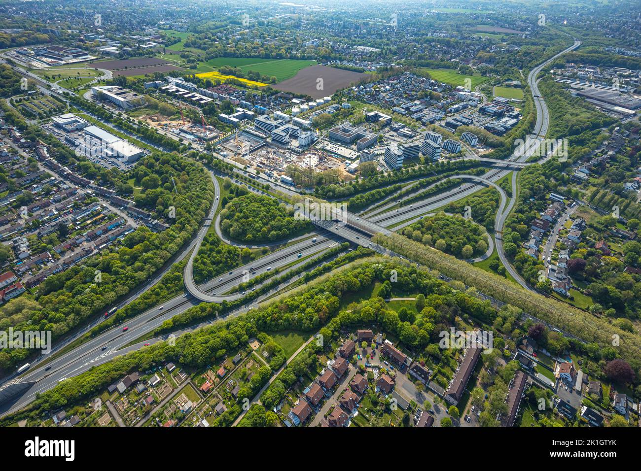 Luftaufnahme, Baustelle Stadtkrone-Ost, Neubau adesso, Neubau Direktion Continentale, Freie-Vogel-Straße, Straßenkreuzung Bund Stockfoto