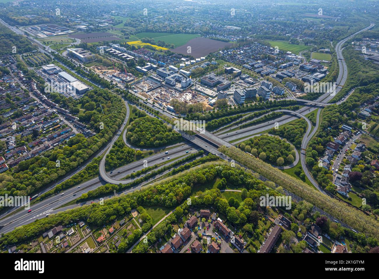 Luftaufnahme, Baustelle Stadtkrone-Ost, Neubau adesso, Neubau Direktion Continentale, Freie-Vogel-Straße, Straßenkreuzung Bund Stockfoto