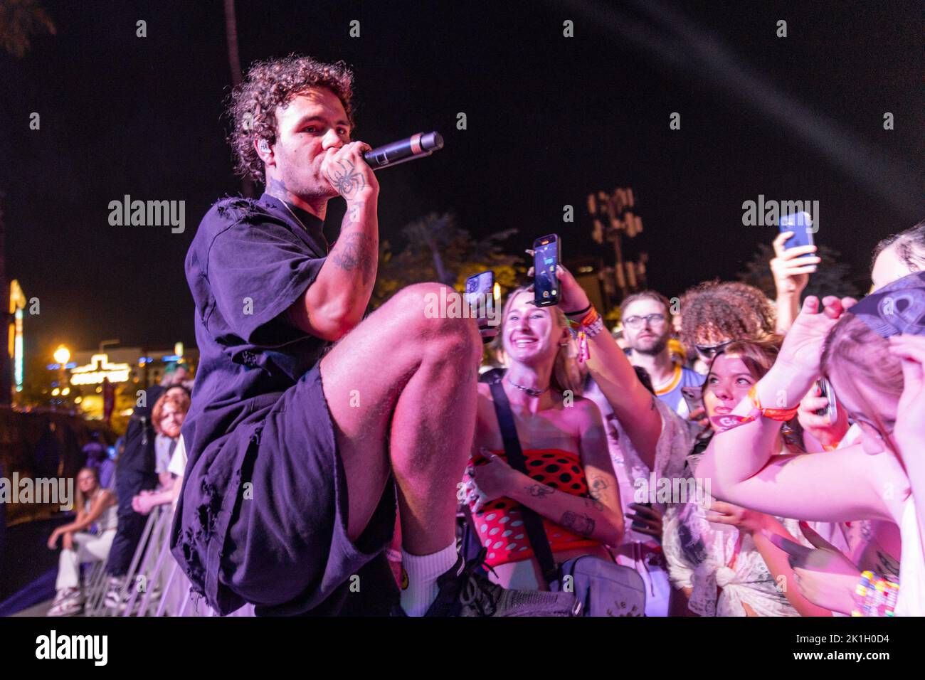 Slowthai (Tyron Kaymone Frampton) während des Life is Beautiful Music Festivals am 17. September 2022 in Las Vegas, Nevada (Foto: Daniel DeSlover/Sipa USA) Stockfoto