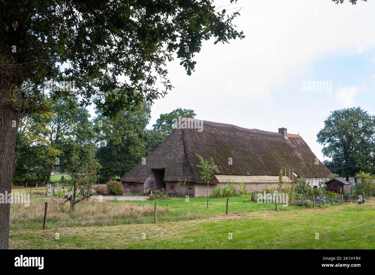 Authentischer alter Bauernhof in Oud Aalden, Provinz Drenthe, Niederlande Stockfoto