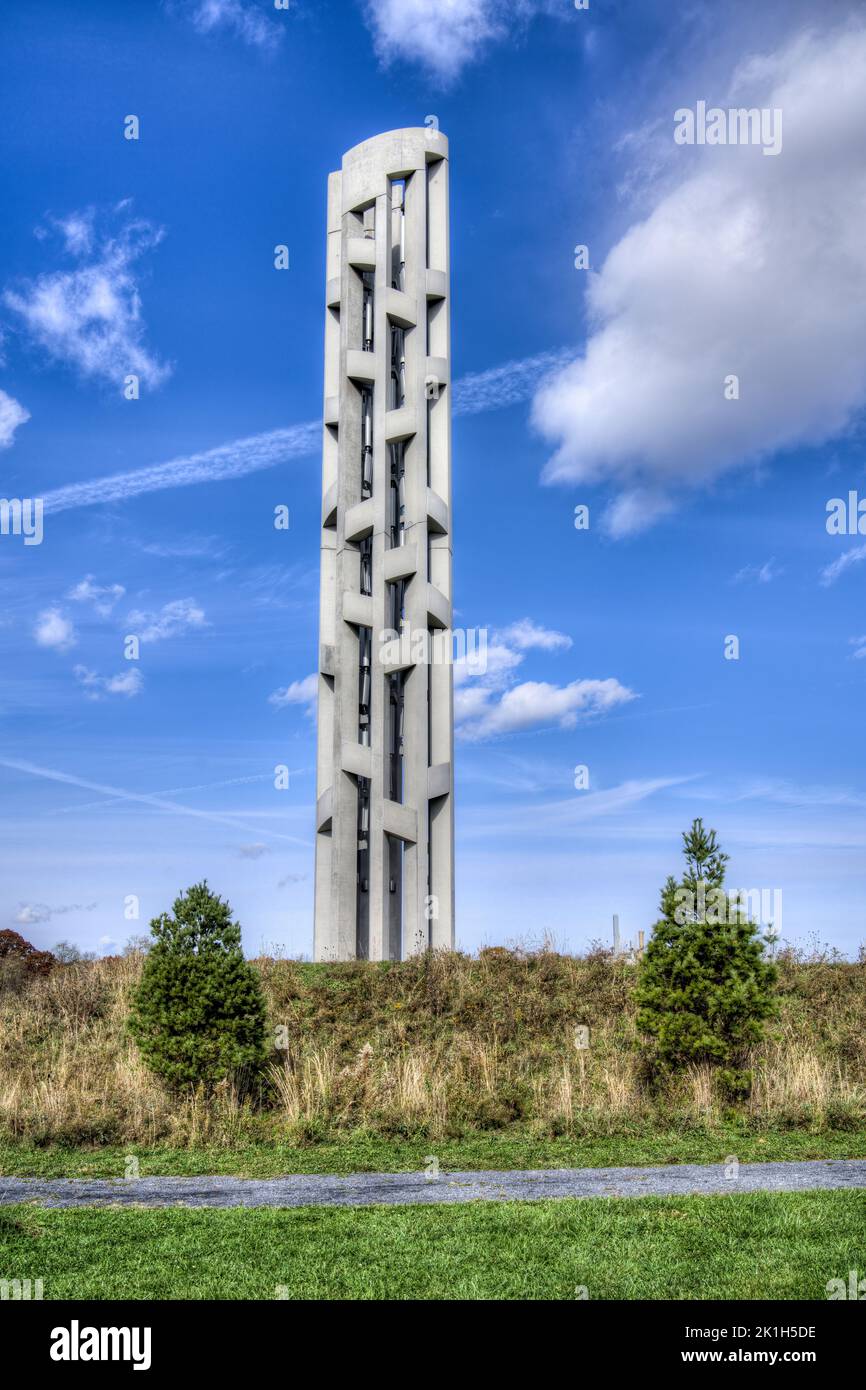 Der Tower of Voices am 11.. September des Flight 93 Memorial in Stoystown, Pennsylvania. Stockfoto