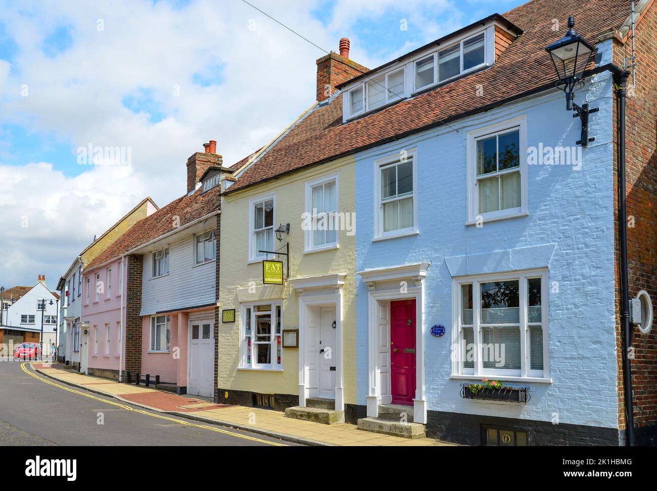 Bunte Häuser, Südstraße, Emsworth, Hampshire, England, Vereinigtes Königreich Stockfoto