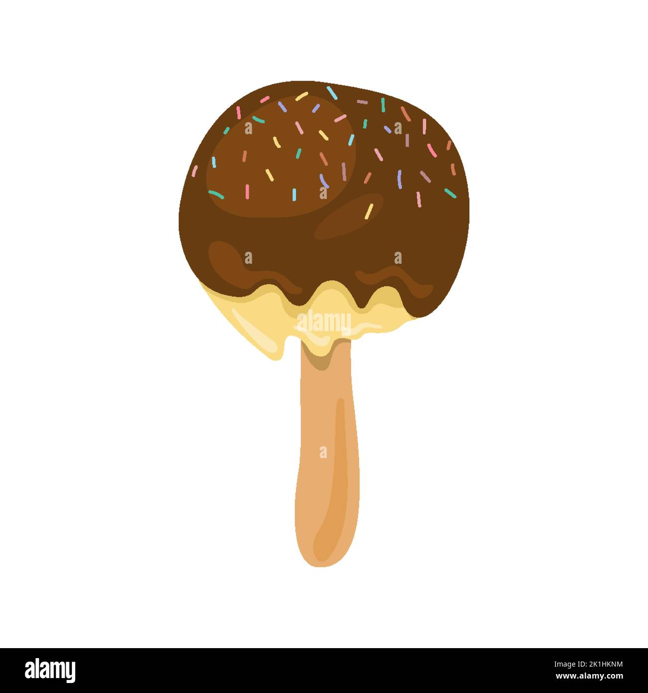 Schokolade Banane Eiscreme Farbe Candy Stick flach. Icon gefrorenes Dessert mit Stücken Sticks natürliche Kühlung Snack. Doodle schlampig Stil Aufkleber Label Molkerei Sommer Kinder Urlaub für Business-Handwerk isoliert Stock Vektor