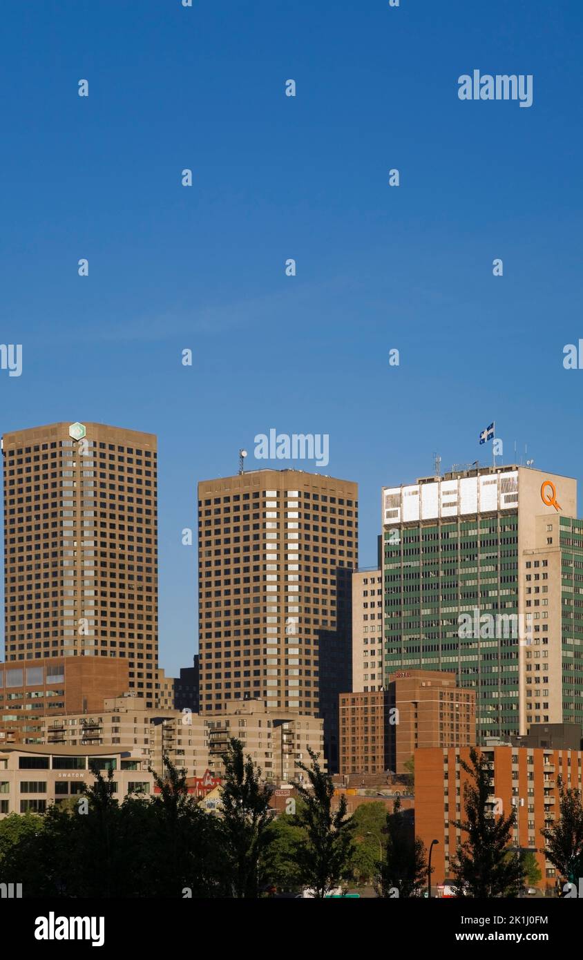 Complexe Desjardins und Hydro Quebec Gebäude im Frühjahr, Montreal, Quebec, Kanada. Stockfoto