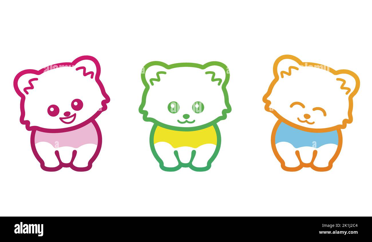 Set Von Niedlichen Cartoonish Katzen Mit Verschiedenen Gesichtsausdrücken. Vektorgrafik isoliert auf Weißem Hintergrund. Stock Vektor