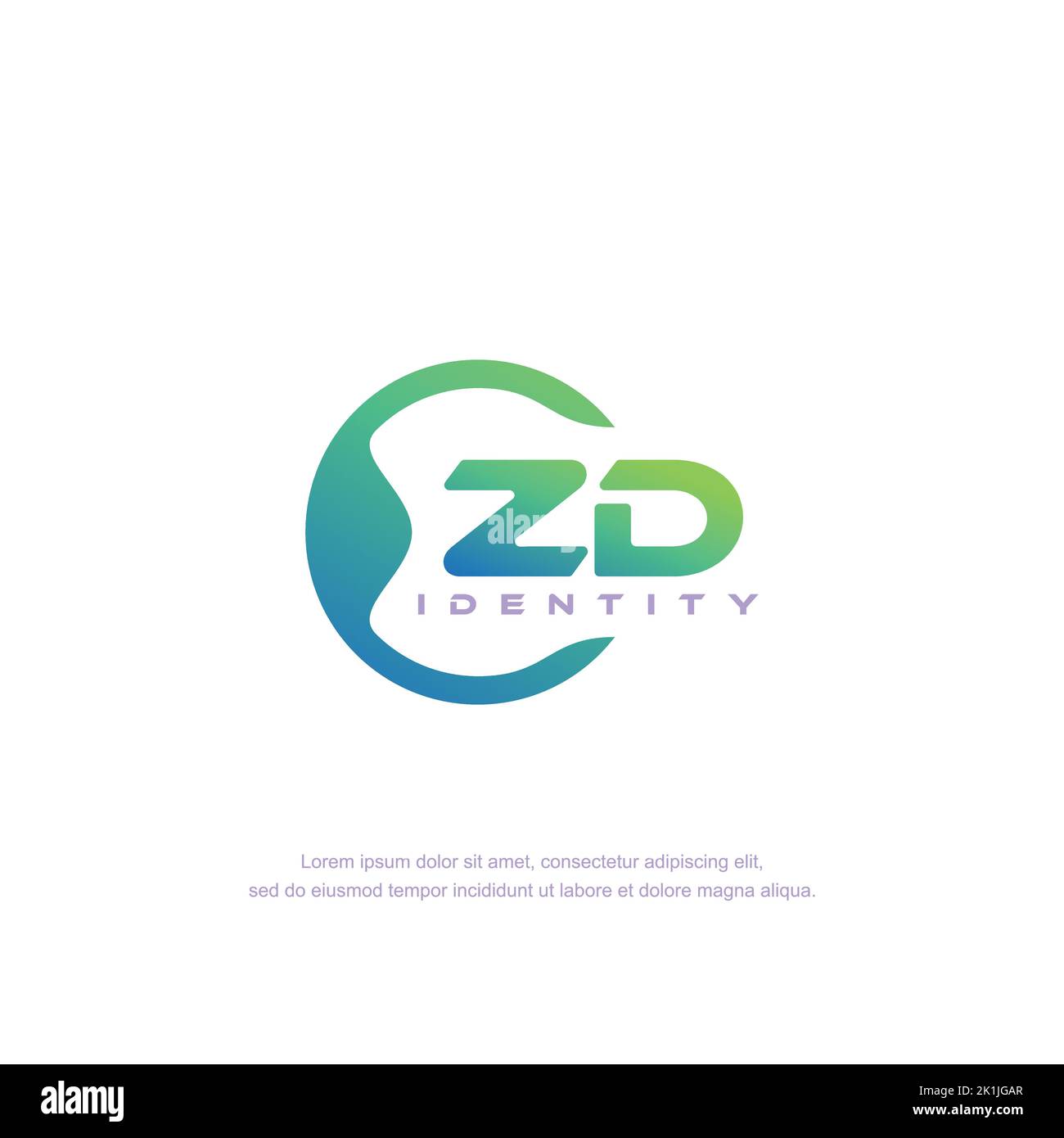 ZD Anfangsbuchstabe kreisförmige Linie Logo Vorlage Vektor mit Farbverlauf Stock Vektor