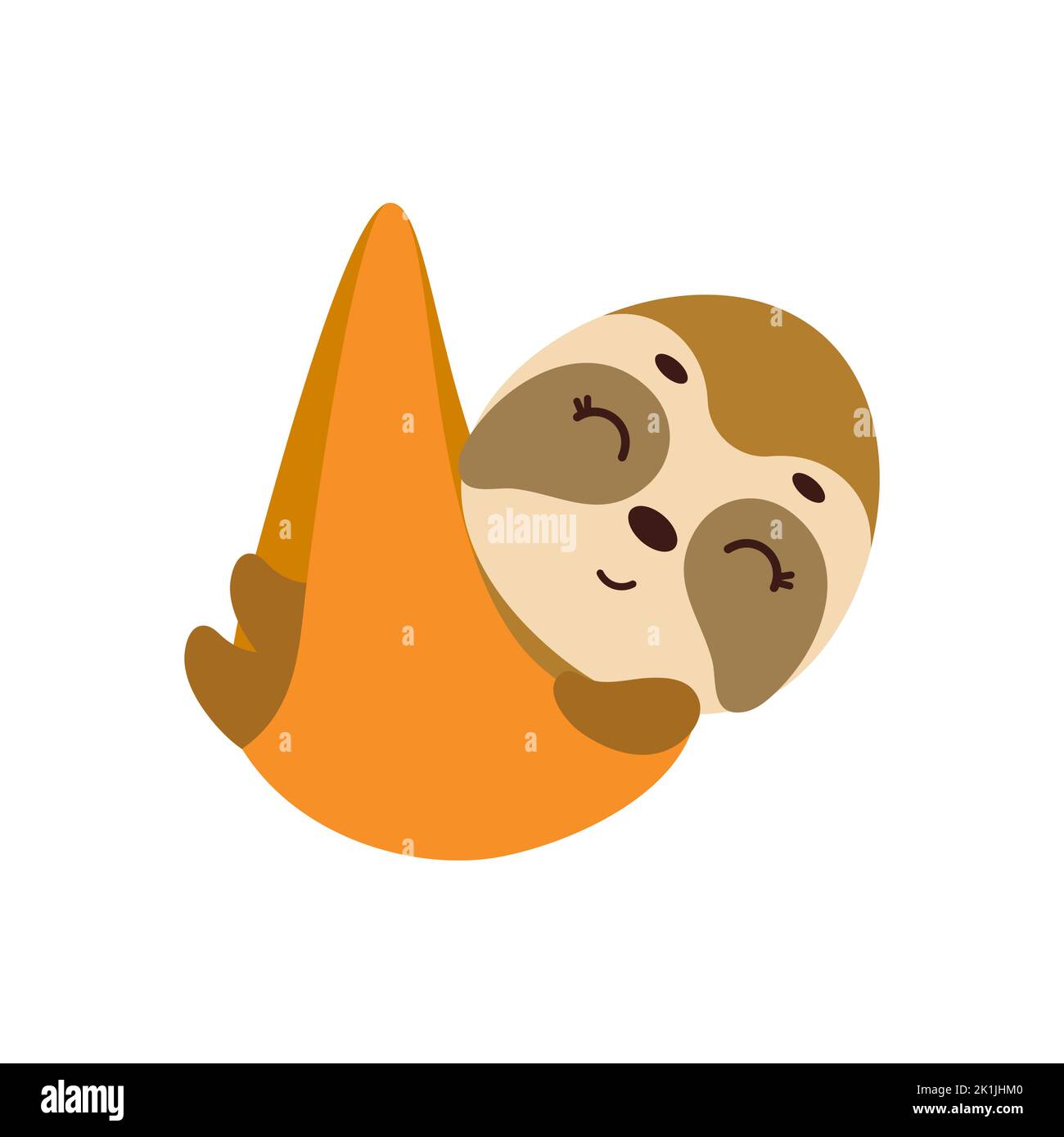 Niedliche kleine schlafende Faultiere. Cartoon Tierfigur für Kinder T-Shirt, Baumschuldekoration, Babydusche, Grußkarten, Einladungen, Inneneinrichtung des Hauses. V Stock Vektor